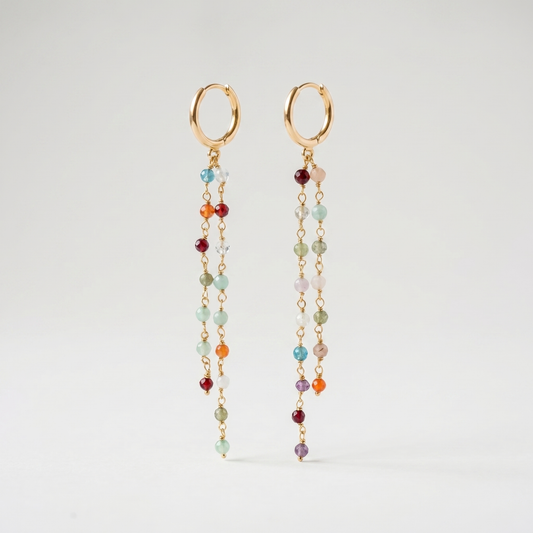 Pendientes Nyra – Pendientes colgantes con piedras naturales multicolor